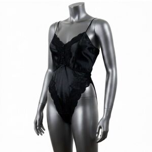 VTG Victoria’s Secret Lace Teddy Bodysuit Black Sz S Gold Label Coquette Y2K